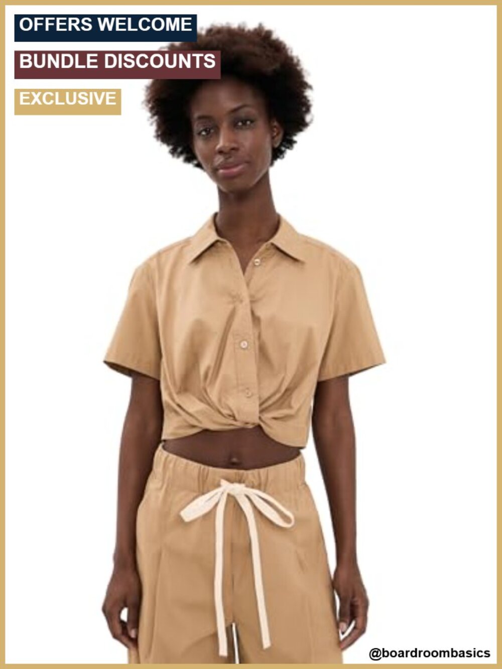 ALC Women's Lily Top - Cotton Blend Poplin Short Sleeve Collared Button Top